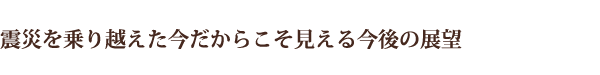 震災を乗り越えた今だからこそ見える今後の展望