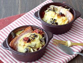 熟成乾塩ベーコンとコーンのパングラタン