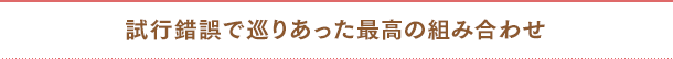 試行錯誤で巡りあった最高の組み合わせ