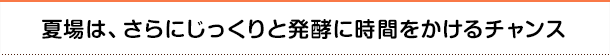 夏場は、さらにじっくりと発酵に時間をかけるチャンス