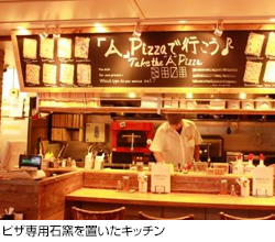 ピザ専用石窯を置いたキッチン