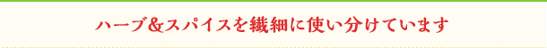 ハーブ＆スパイスを繊細に使い分けています